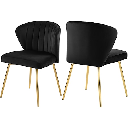Contemporary Black Velvet Dining Chair with Gold Legs