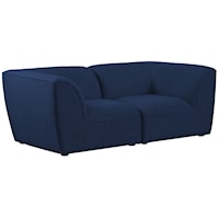 Miramar Navy Durable Linen Textured Modular Sofa