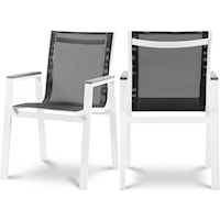 Nizuc Black Mesh Water Resistant Fabric Outdoor Patio Aluminum Mesh Dining Arm Chair