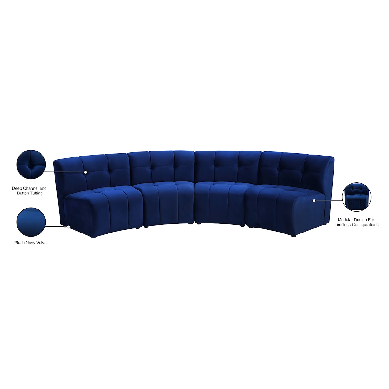 Meridian Furniture Limitless 4pc. Modular Sectional