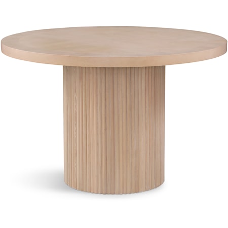 Contemporary Round Pedestal Dining Table - Oak