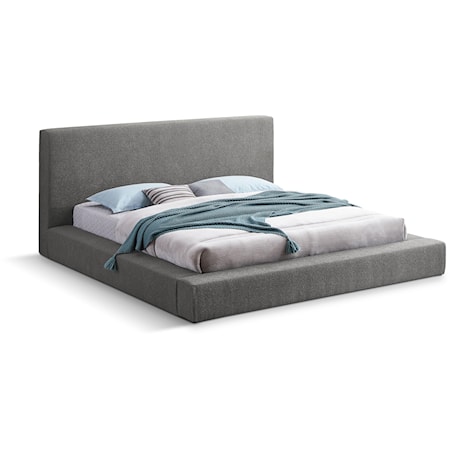 Terra Grey Boucle Fabric Queen Bed