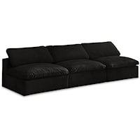 Cozy Black Velvet Comfort Modular Armless Sofa