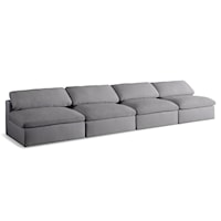 Serene Grey Linen Textured Fabric Deluxe Comfort Modular Armless Sofa