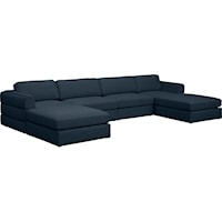 Beckham Navy Durable Linen Textured Fabric Modular Sectional