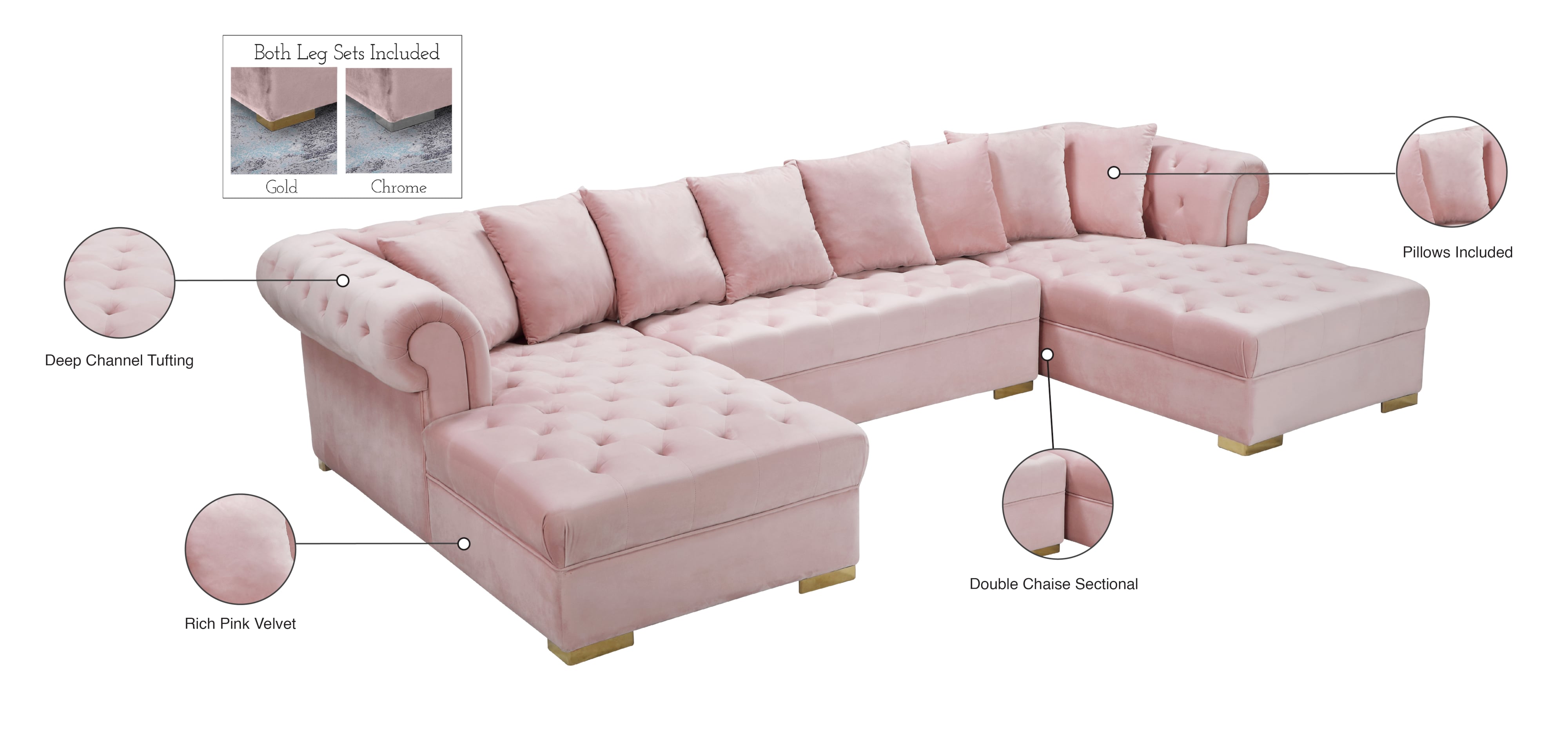 Pink sectional on sale with chaise