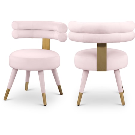 Upholstered Pink Velvet Dining Chair