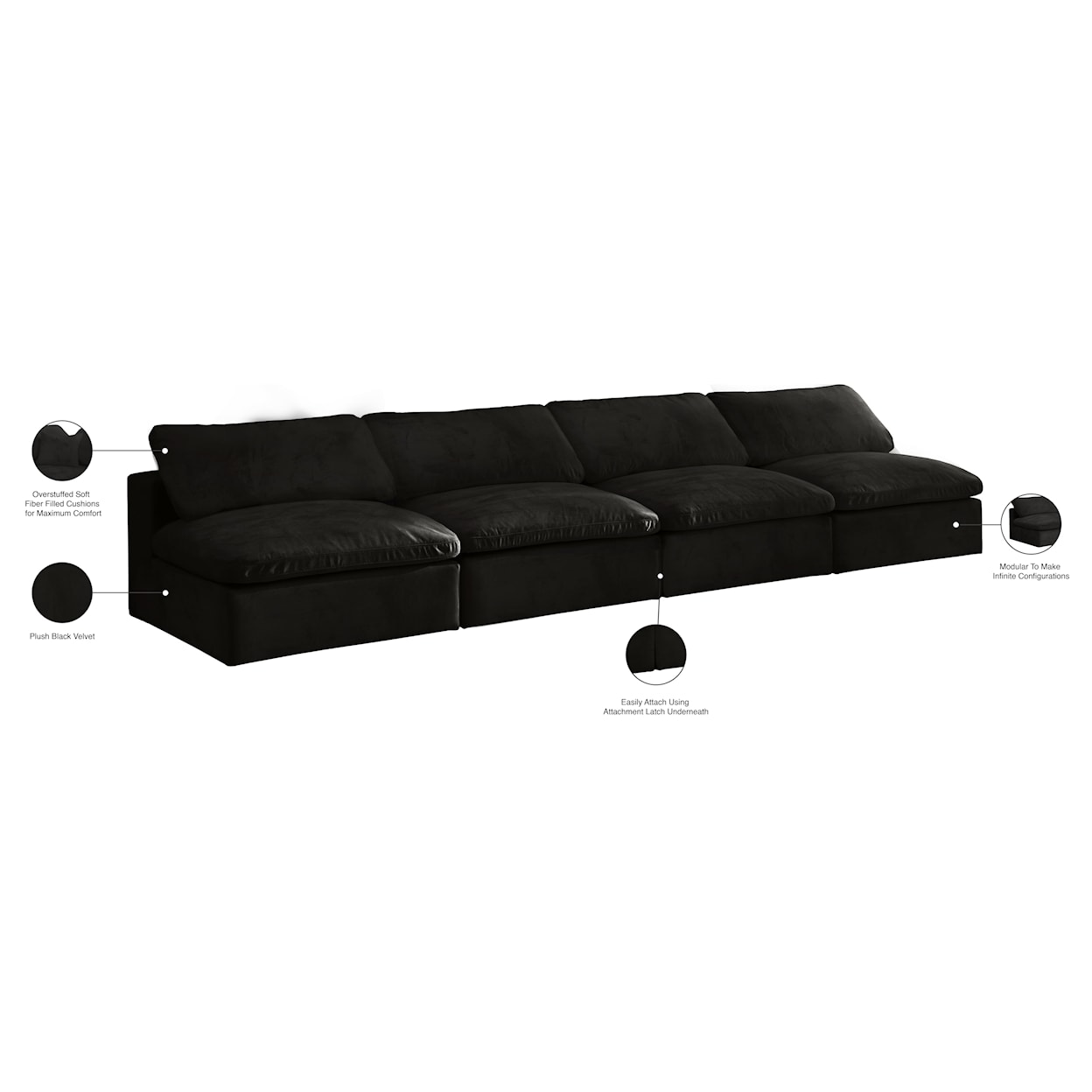 Meridian Furniture Cozy Comfort Modular Armless Sofa