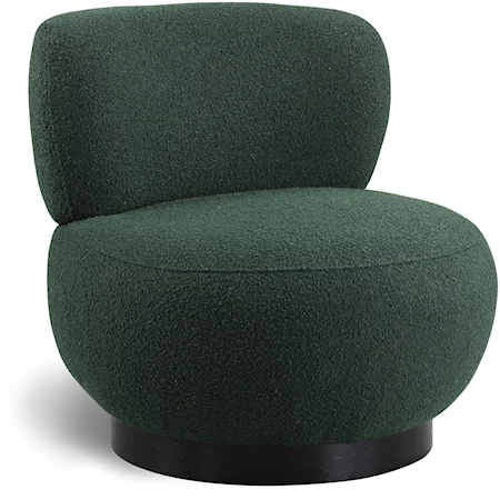 Contemporary Green Boucle Fabric Accent Chair
