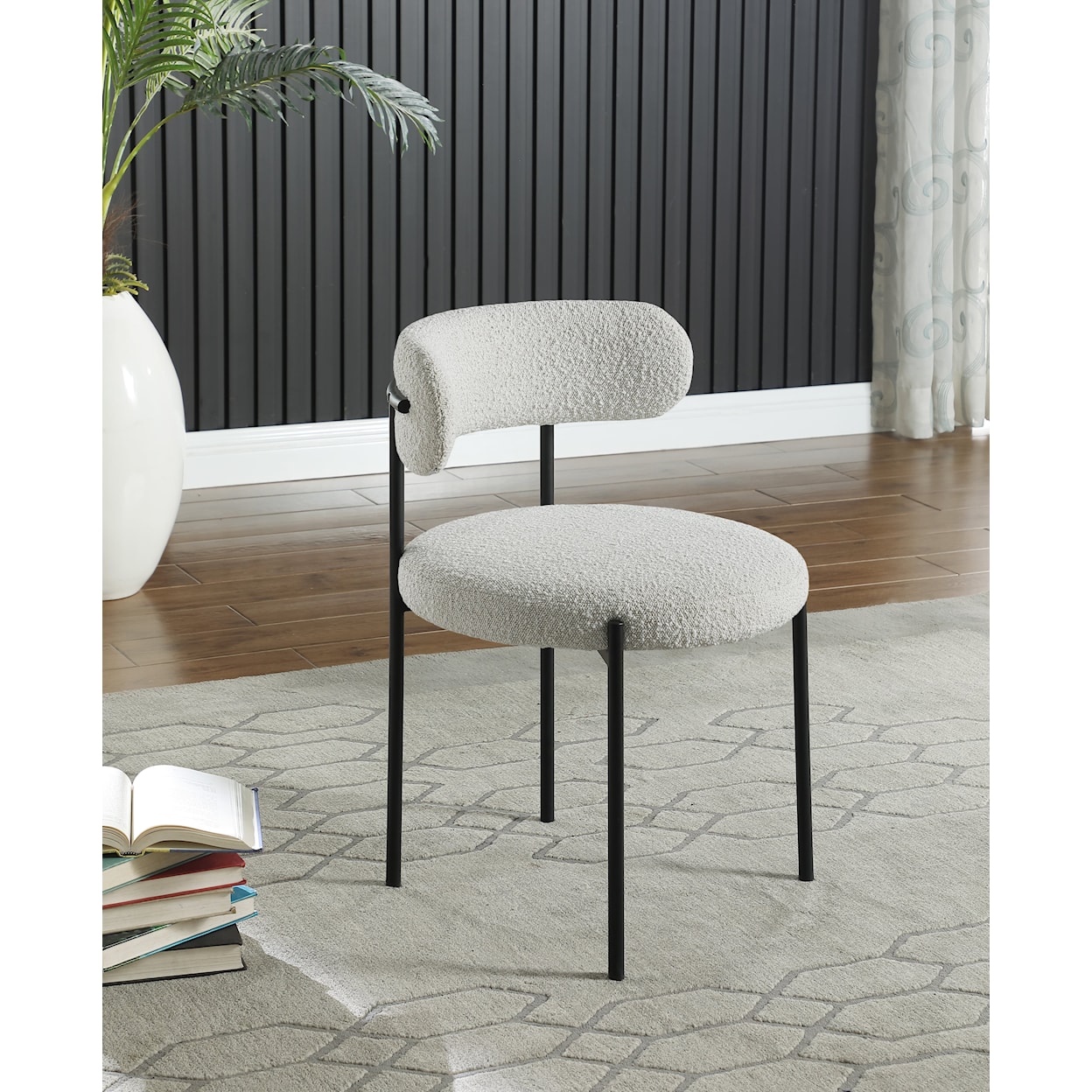 Meridian Furniture Beacon Fabric Dining Chair with Black Iron Frame