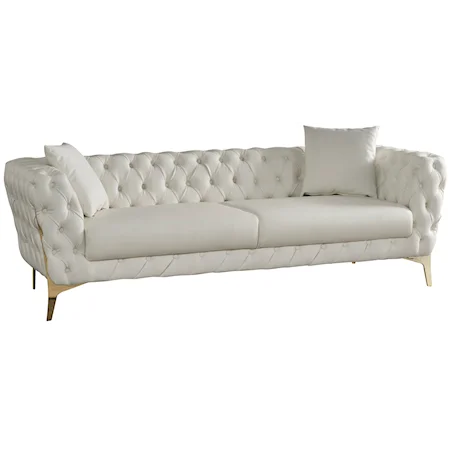Contemporary Faux Leather Sofa with Button Tufting