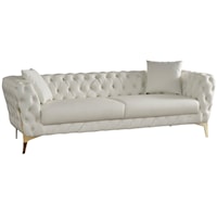 Contemporary Faux Leather Sofa with Button Tufting