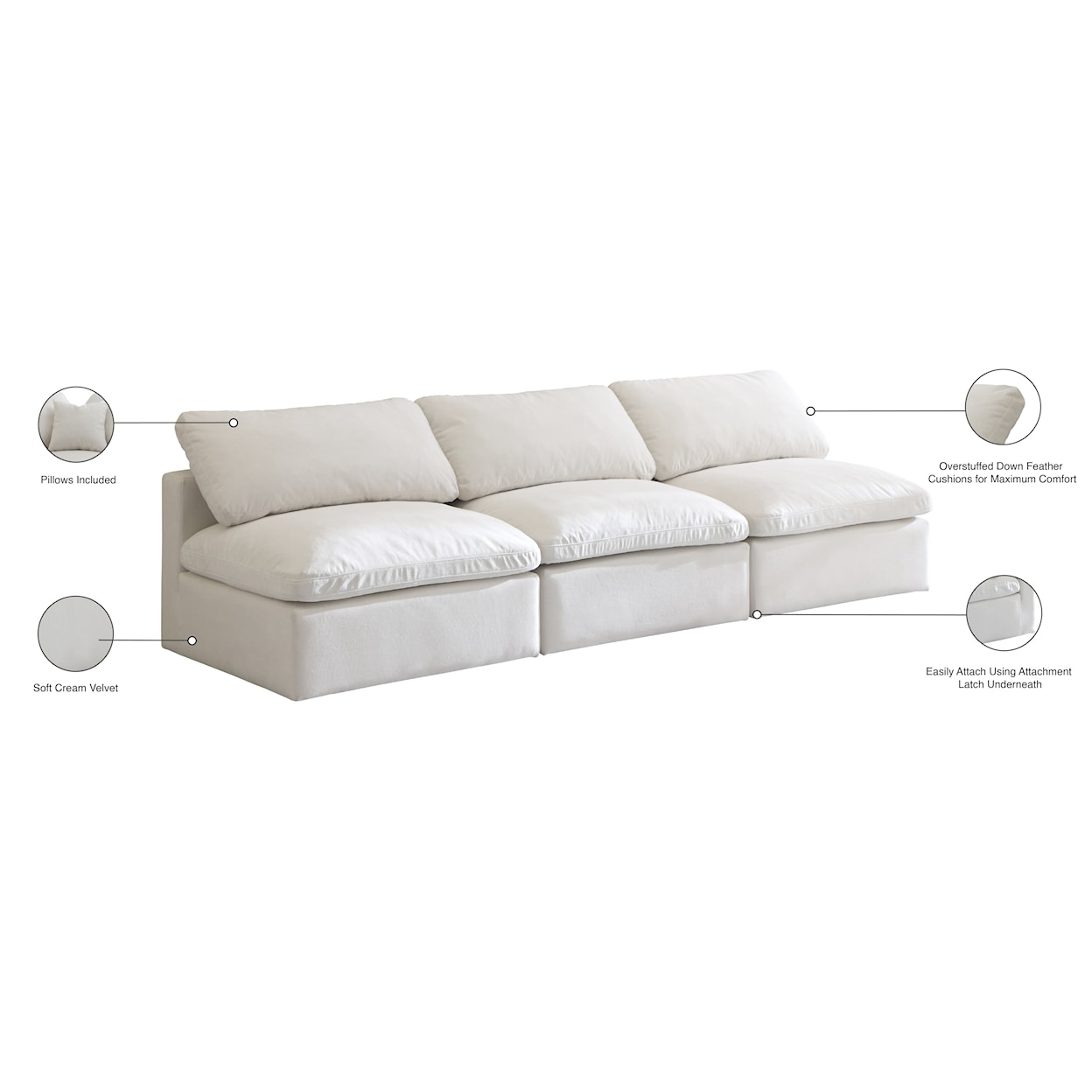 Meridian Furniture Plush Standard Comfort Modular Sofa