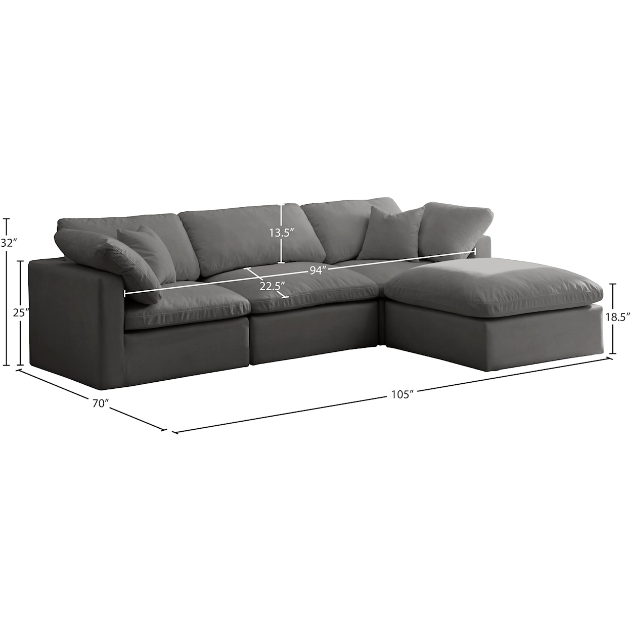 Meridian Furniture Plush Standard Comfort Modular Sectional