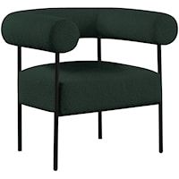 Contemporary Green Boucle Fabric Accent Chair