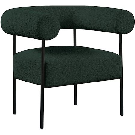 Green Boucle Fabric Accent Chair