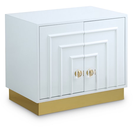 White Lacquer Side Table with Gold Base