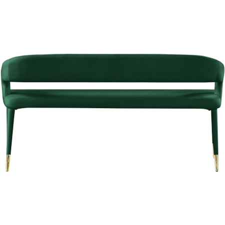 Upholstered Green Velvet Bench