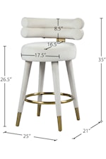 Meridian Furniture Fitzroy Contemporary Upholstered Cream Velvet Counter Stool