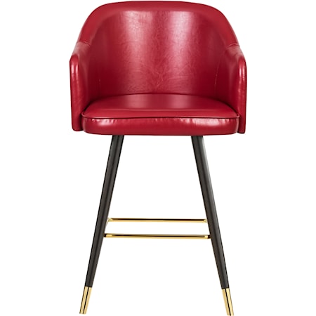 Contemporary Barbosa Counter/Bar Stool Red Faux Leather