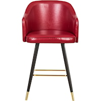 Contemporary Barbosa Counter/Bar Stool Red Faux Leather