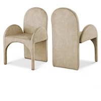 Contemporary Velvet Upholstered Dining Arm Chair