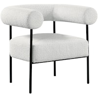 Contemporary Cream Boucle Fabric Accent Chair