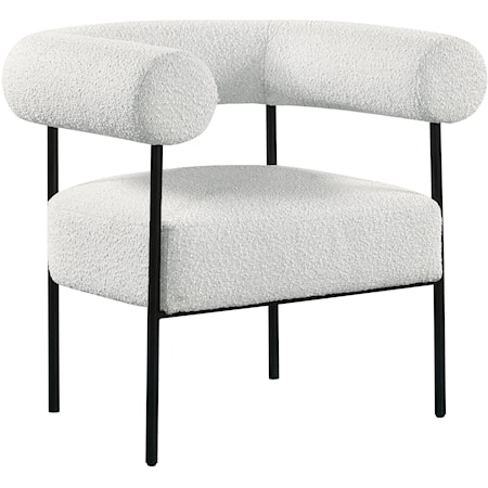 Cream Boucle Fabric Accent Chair