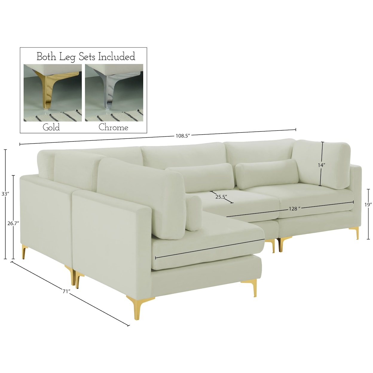 Meridian Furniture Julia Modular Sectional (4 Boxes)