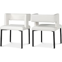 Contemporary White Faux Leather Upholstered Dining Chair