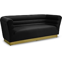 Contemporary Black Velvet Sofa with Gold Steel Base