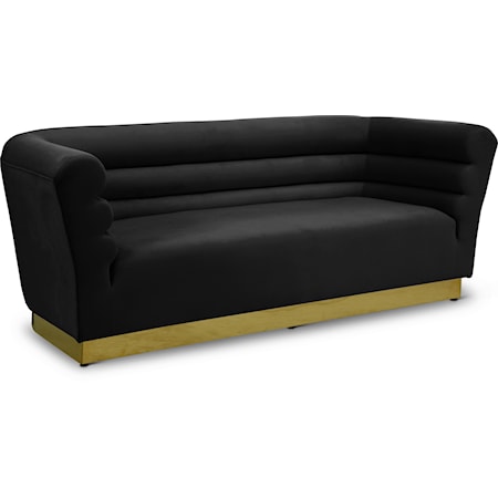 Black Velvet Sofa with Gold Steel Base