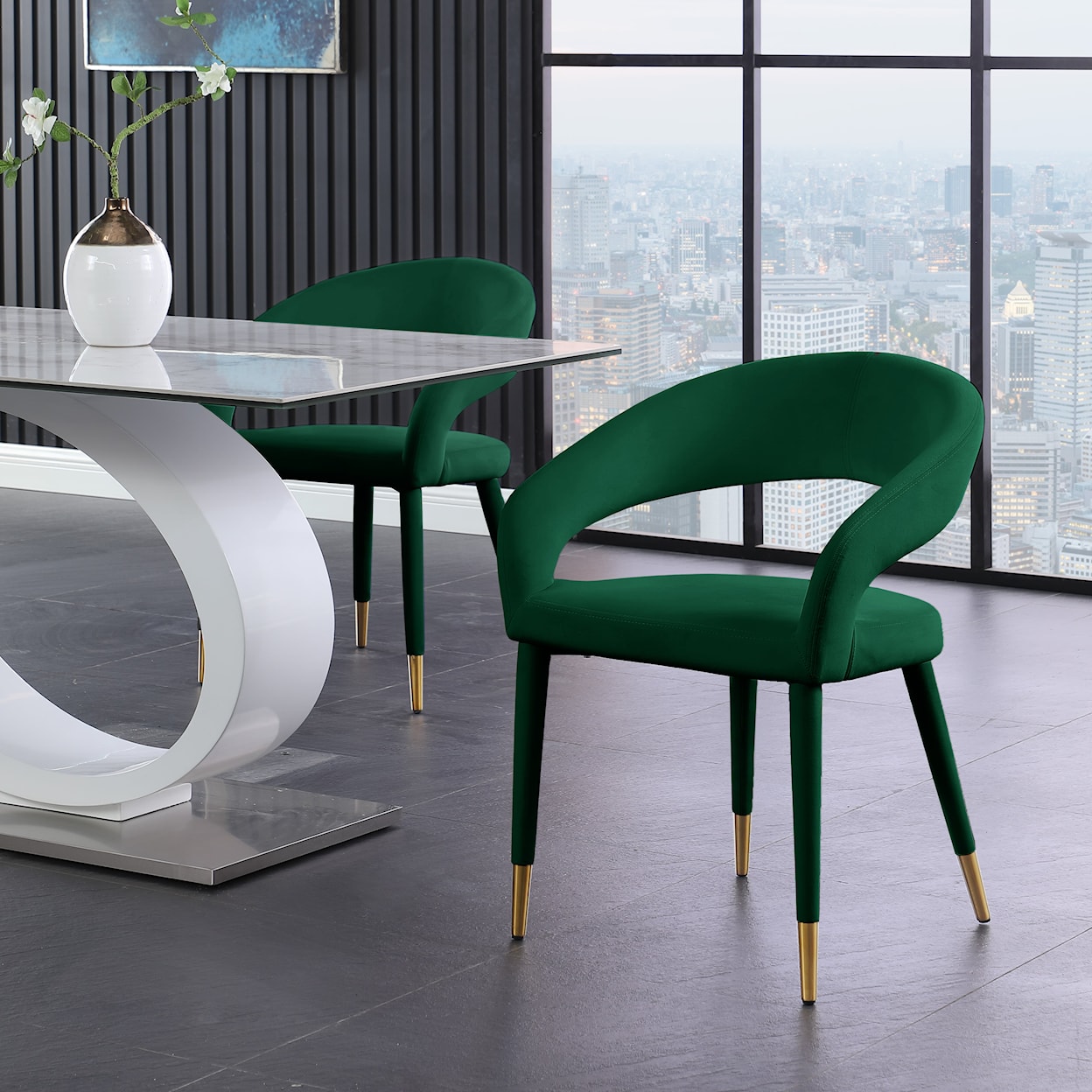 Meridian Furniture Destiny Upholstered Green Velvet Dining Chair