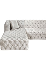 Meridian Furniture Coco 3-Piece White Velvet Sectional Sofa with Tufting