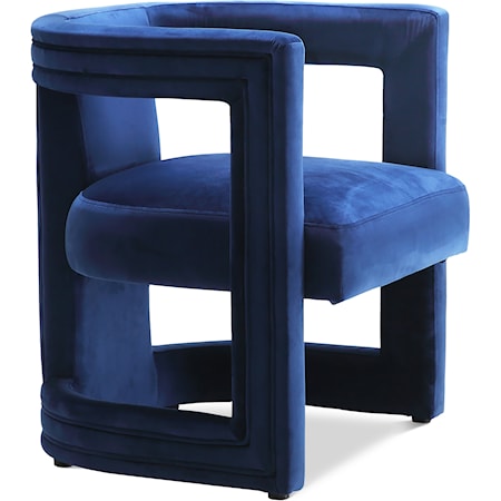 Contemporary Navy Velvet Accent Barrel Chair