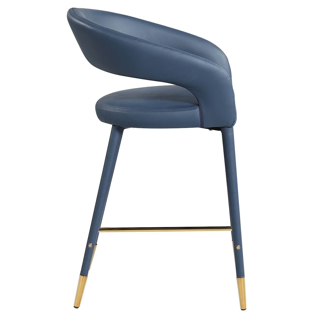 Meridian Furniture Destiny Upholstered Navy Faux Leather Counter Stool