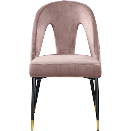Contemporary Akoya Dining Chair Pink Velvet