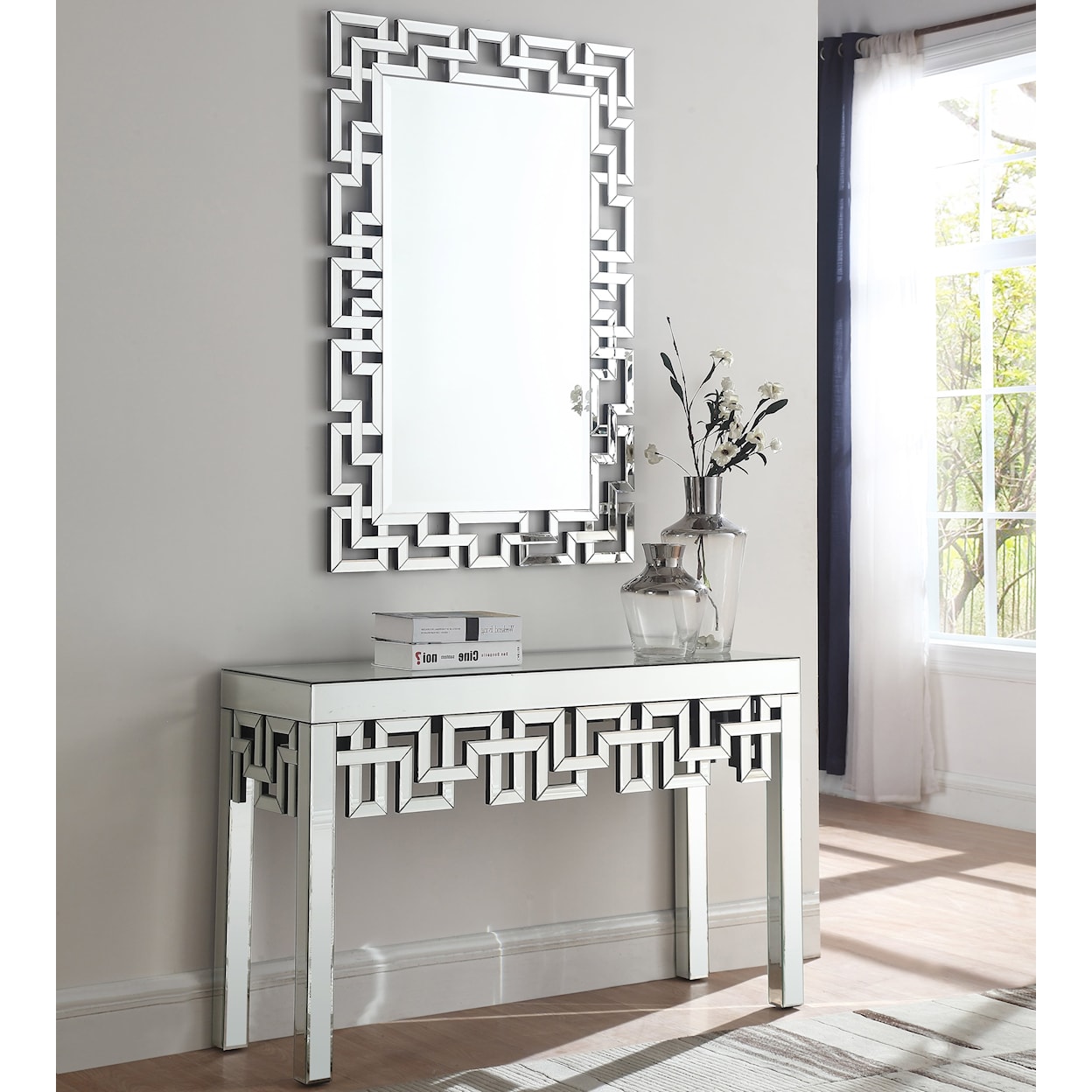 Meridian Furniture Aria Mirror with Geometric Frame