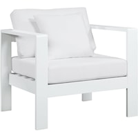 Nizuc White Water Resistant Fabric Outdoor Patio Aluminum Arm Chair