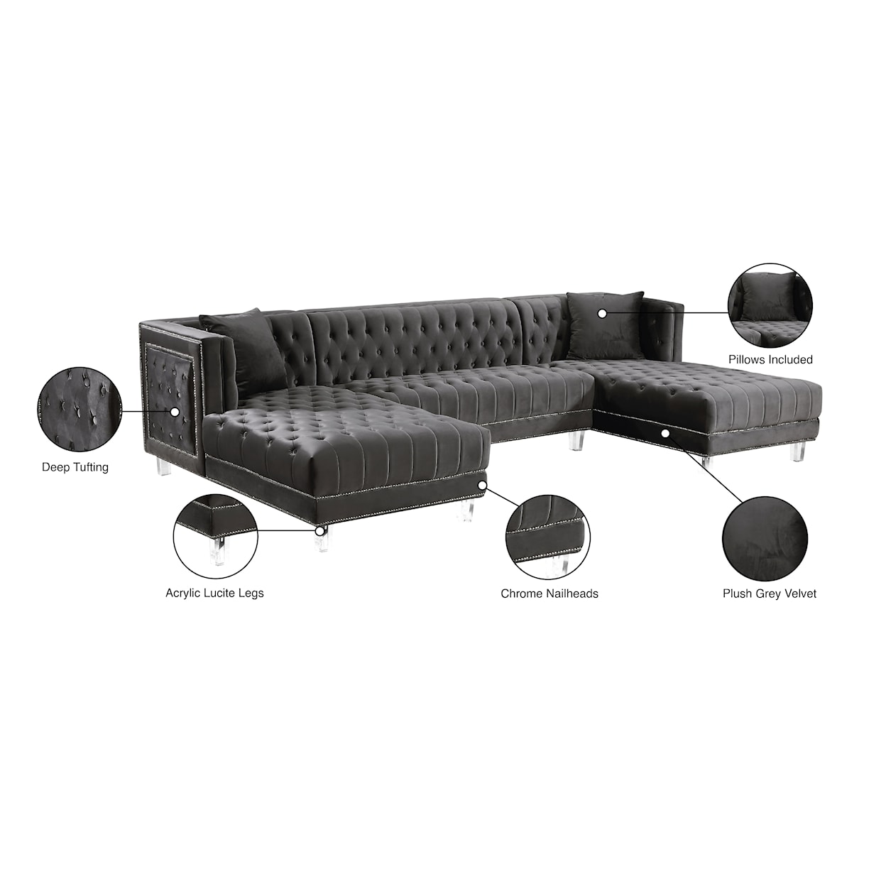 Meridian Furniture Moda 3pc. Sectional