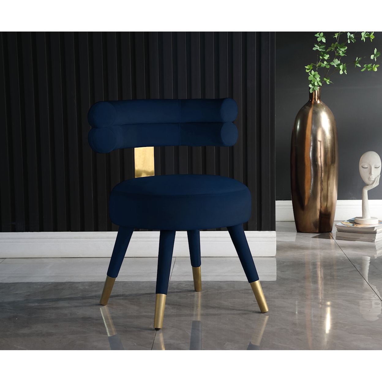 Meridian Furniture Fitzroy Upholstered Navy Velvet Dining Chair