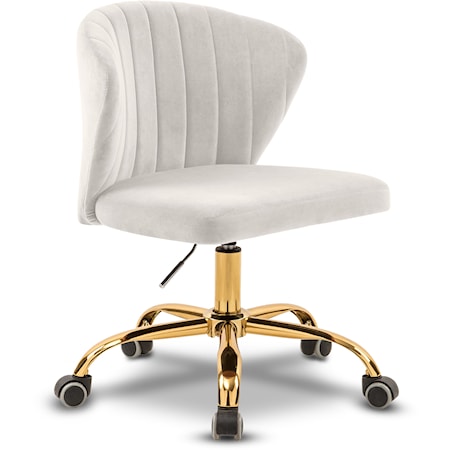 Cream Velvet Office Chair with Gold Base