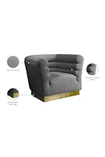 Meridian Furniture Bellini Contemporary Cream Velvet Loveseat with Gold Steel Base