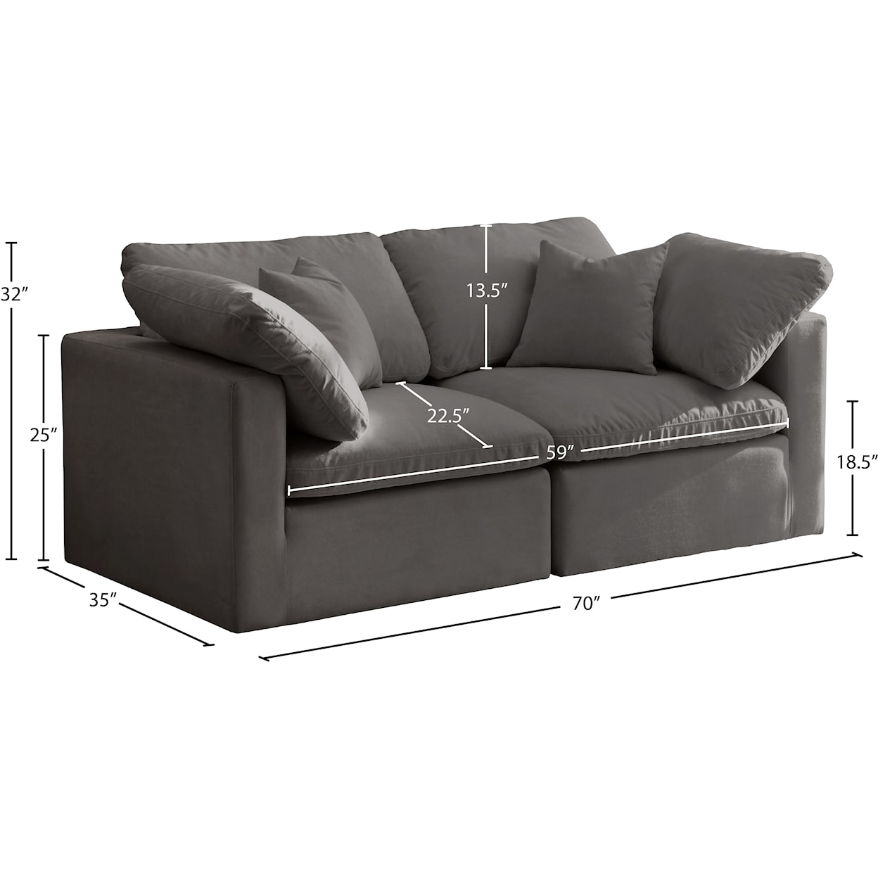 Meridian Furniture Plush Standard Comfort Modular Sofa