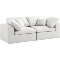 Serene Cream Linen Textured Fabric Deluxe Comfort Modular Sofa