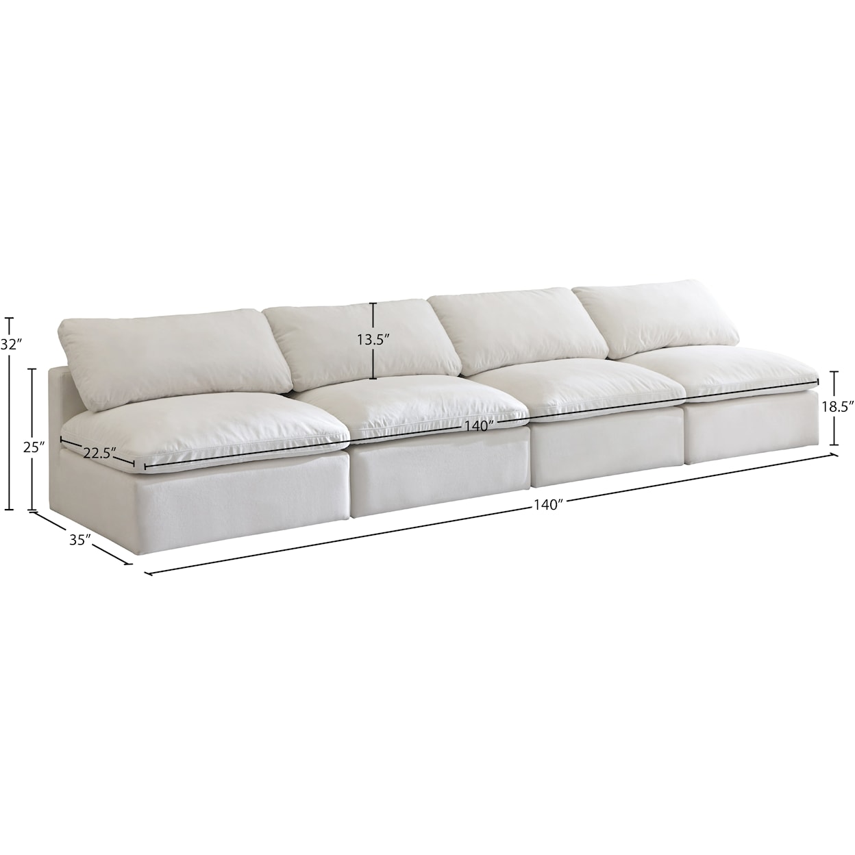 Meridian Furniture Plush Standard Comfort Modular Sofa