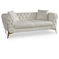 Contemporary Faux Leather Loveseat with Button Tufting