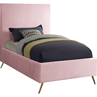 Jasmine Pink Velvet Twin Bed
