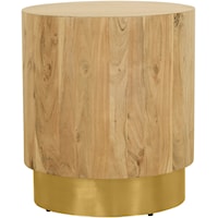 Contemporary Acacia Coffee Table with Gold Base