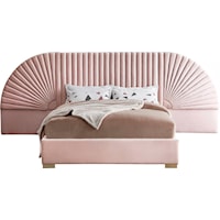Contemporary Upholstered Pink Velvet King Bed with Removable Panels